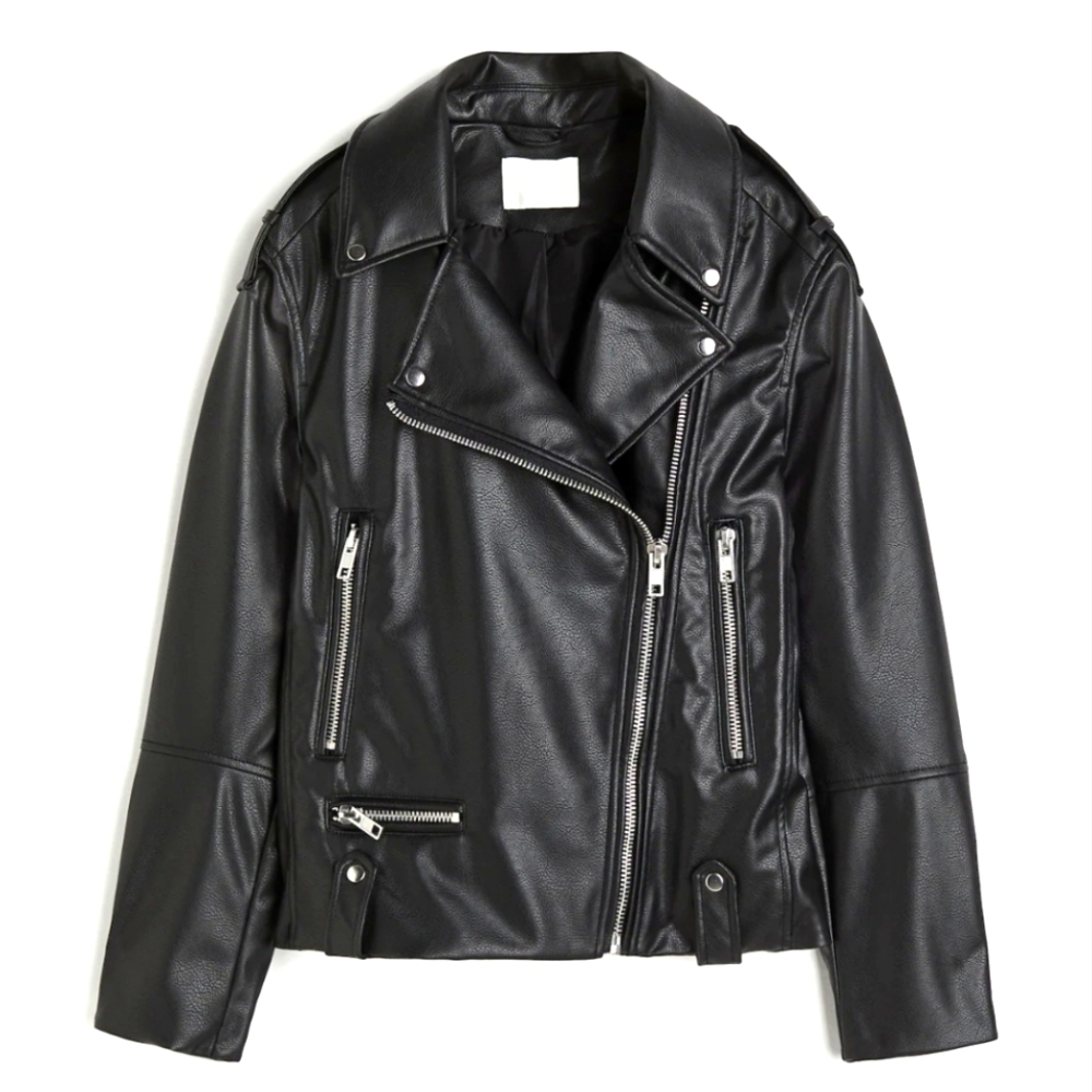 NWT H&M Coated Biker Jacket, XXL, Black